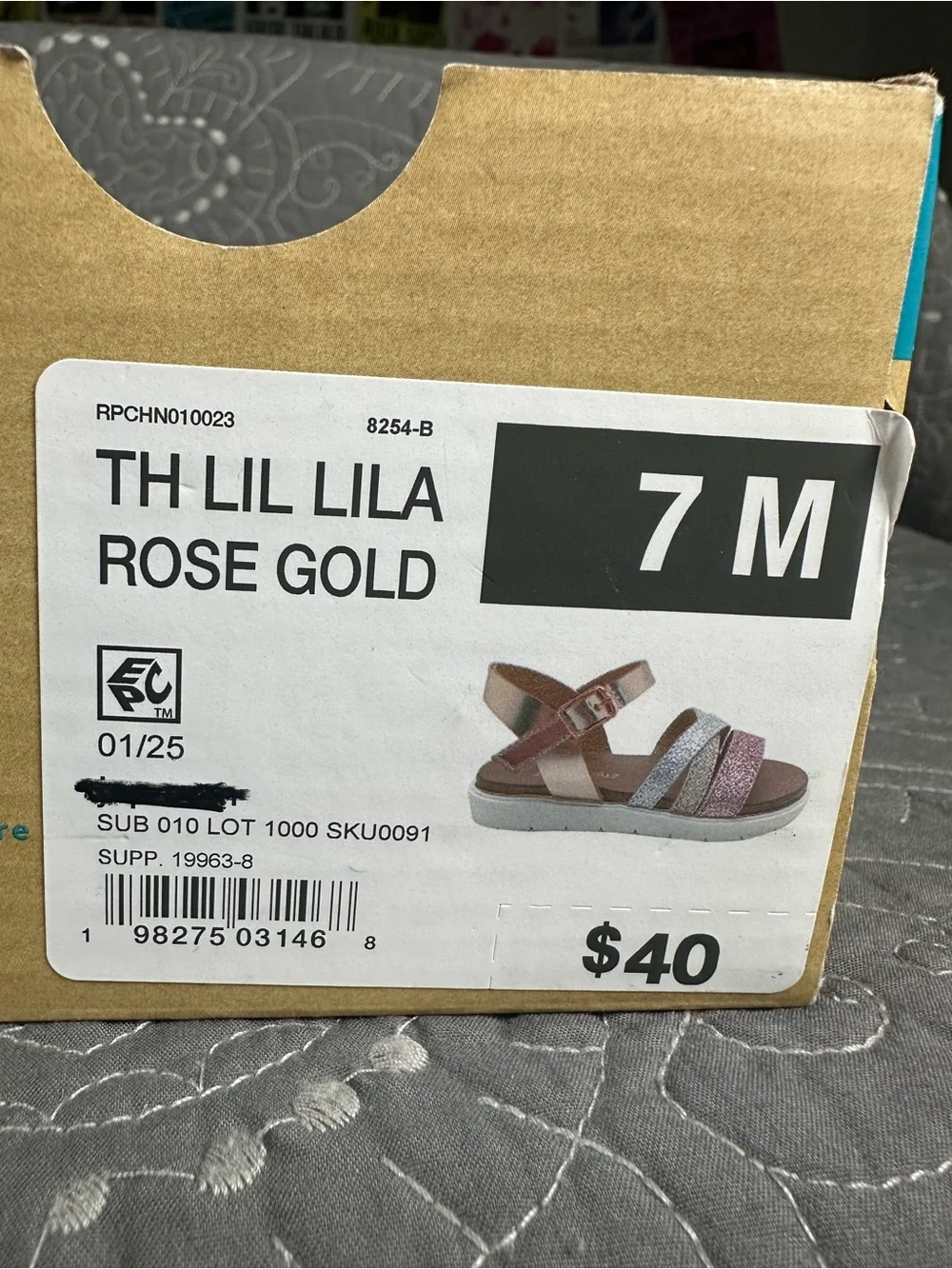 Thereabouts Toddler Girls Lil Lila Rose Gold Ankle Strap Sandals NWT 7 toddler